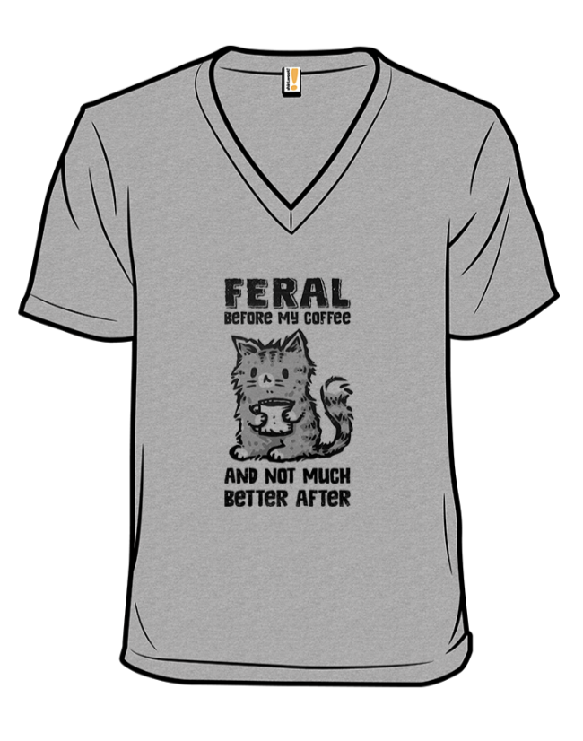 Grey shirt with coffee cat 